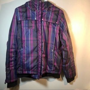 Purple plaid winter snow jacket
